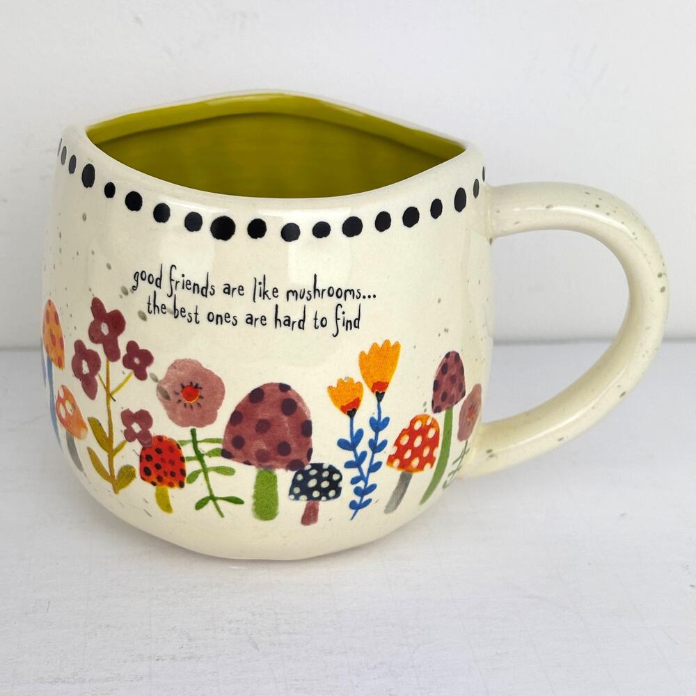 Natural Life Mug USA "good friends are like mushrooms" garden flowers Coffee Tea